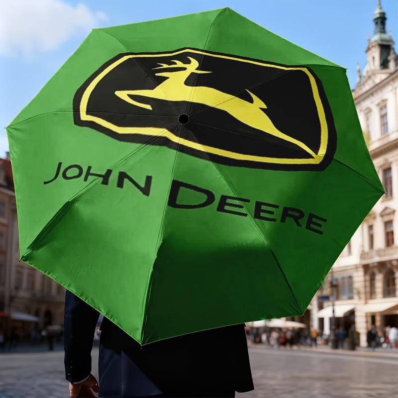 John Deere Design Regenschirm Faltschirm, Automatikschirm 8-Speichen für Reisen, Camping Nutzung Geschenk für Halloween Weihnachten