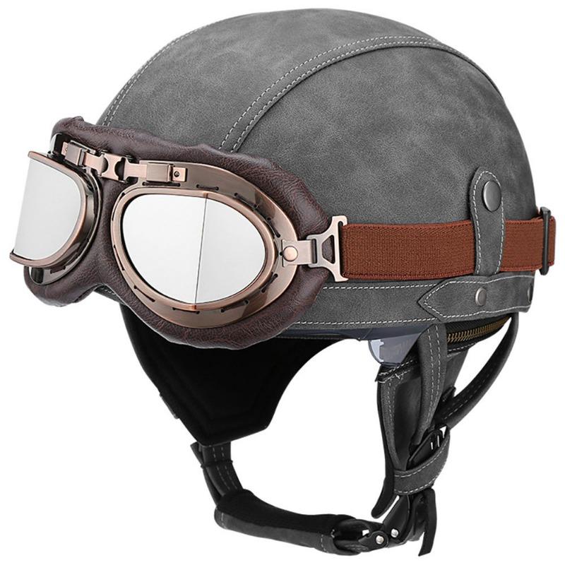 Vintage Personality Helmet Lens Standard Motorcycle Half Helmet Scooter Cruise Leather Helmet Prince Helmet