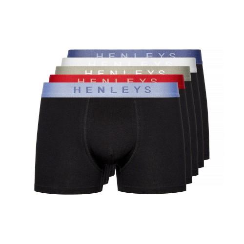 Shorts boxer masculino Henleys Blackiris (Pacote de 5) XL preto