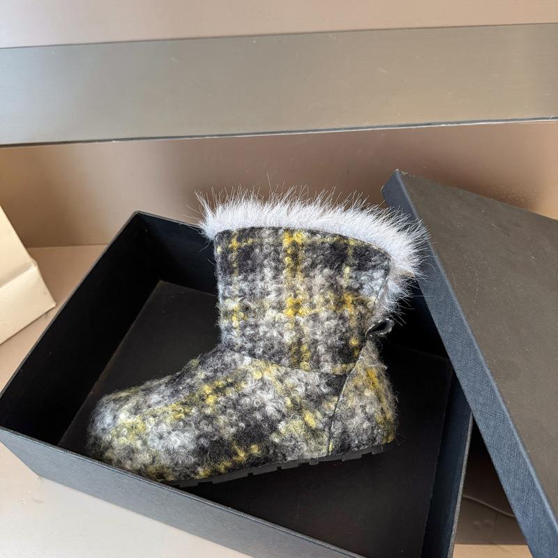 Autumn Winter Fur Snow Boots Comfortable Round Toe Height Increasing Short Boots Size 35-40 Female Cozy Warm Shoes Botas Mujer