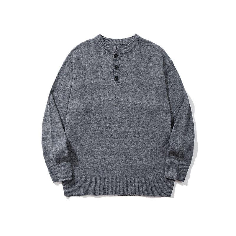 

Gray Henry Neck Sweater Men s Lazy and High-end Autumn and Winter New All-match Top Round Neck Pullover Knitted Sweater S