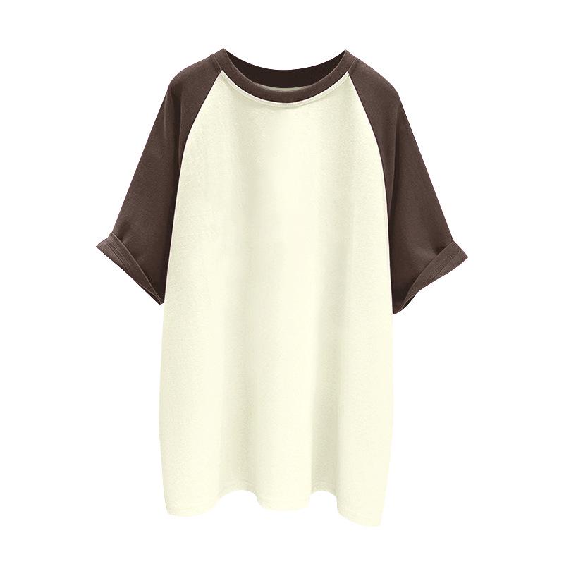 Women's Pure Cotton Raglan Sleeve T-Shirt - Trendy Color Block, Unisex Style, Custom Logo