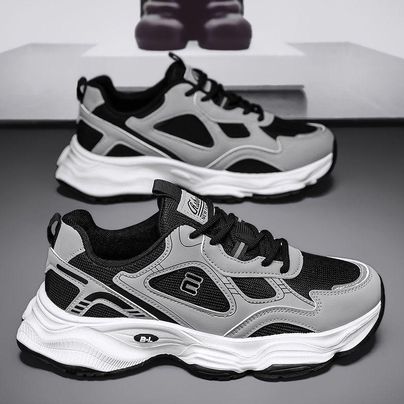 Men's shoes spring and summer new breathable mesh shoes men's sports shoes trend versatile platform casual dad trendy shoes