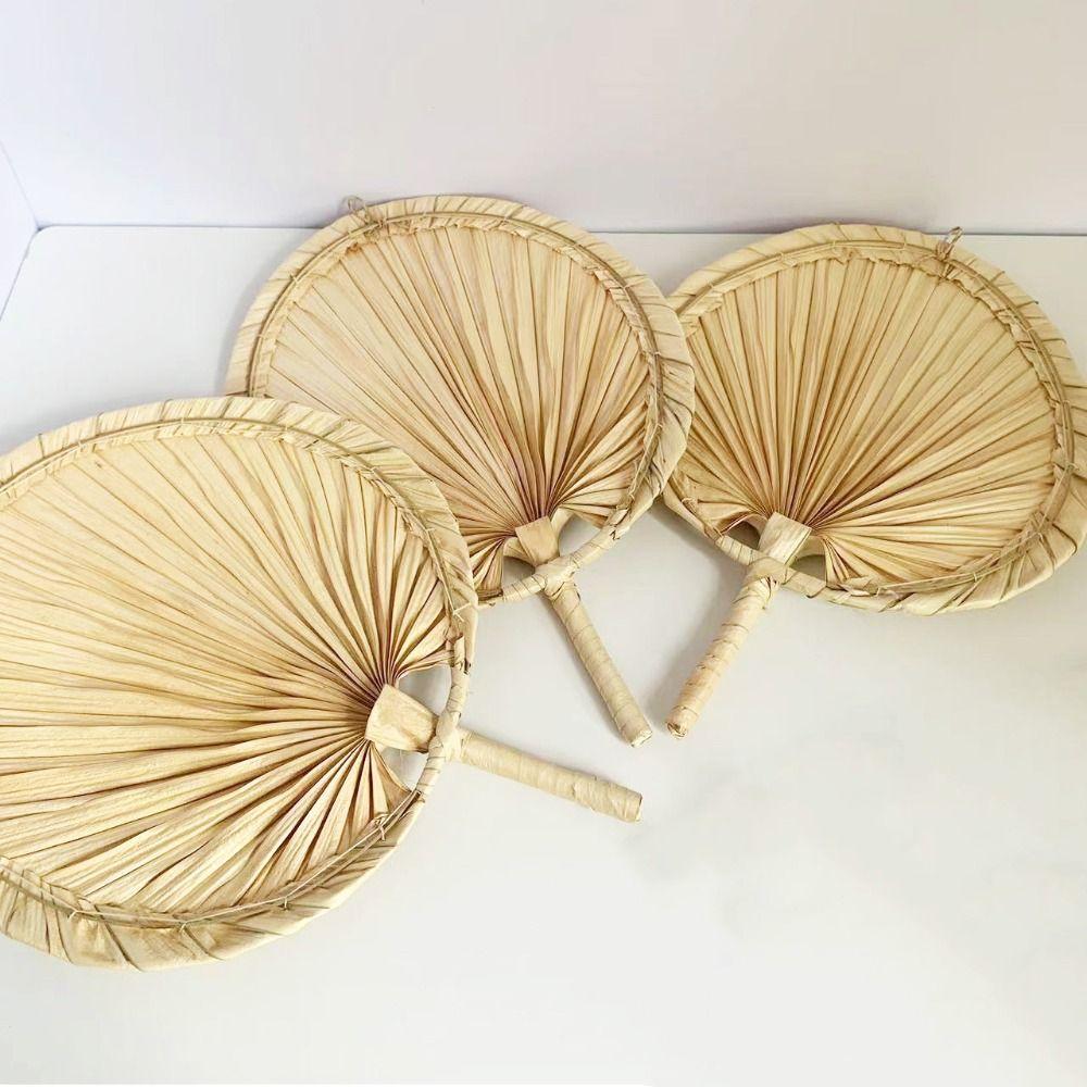 Portable Hand-woven Palm-Leaf Fan Lightweight Summer Cooling Fan  Wedding Decoration