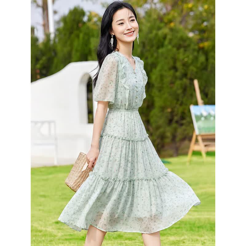 Chushen Women s Mint Mambo V-Neck A-Line Dress XL