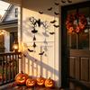 Festive Entrance Hanging Bell Halloween Wall Decor, Matte Black Dead Branch Bat Silhouette Ornament Courtyard Decoration with Metal Bell, Easy Install