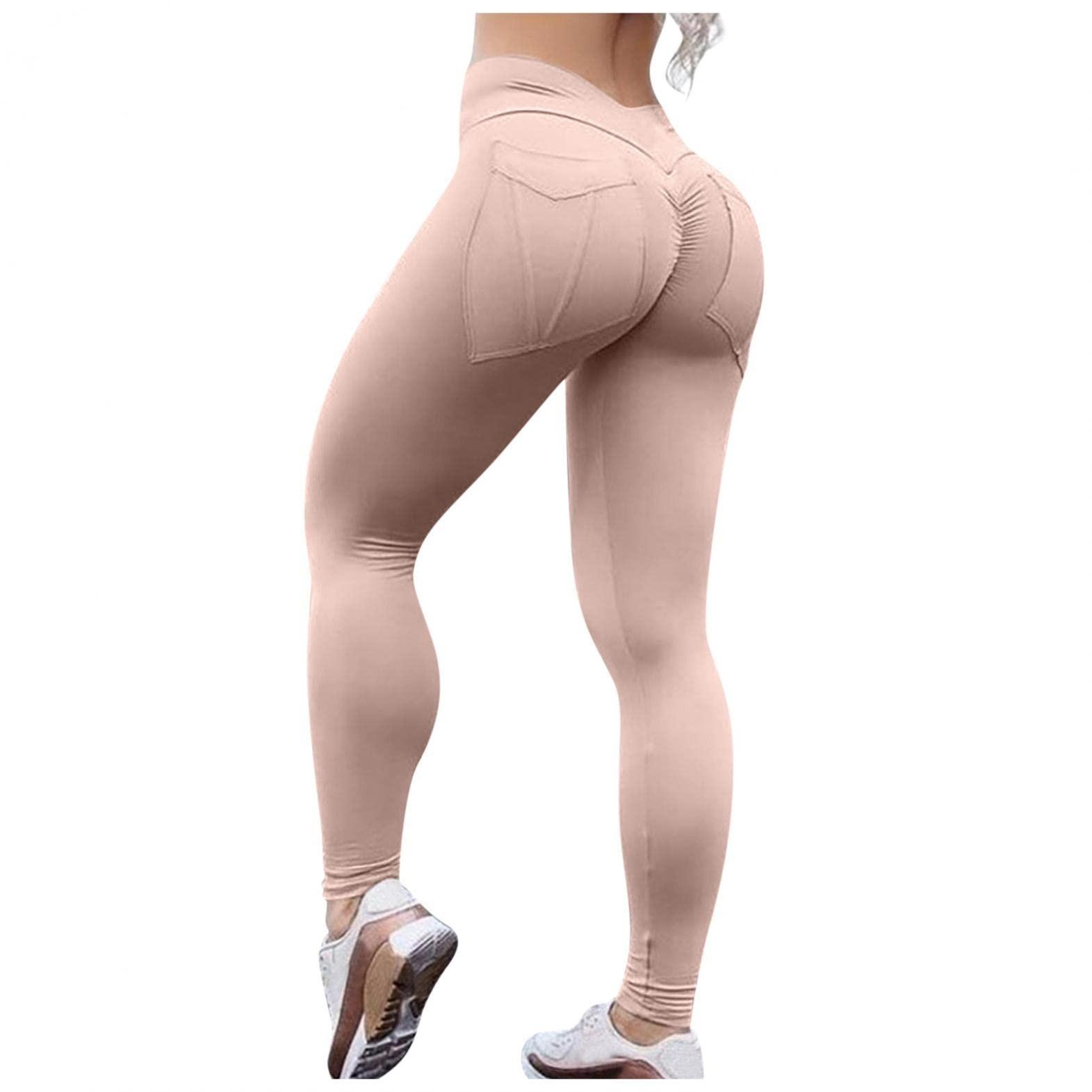 

Модні жіночі однотонні спортивні штани для йоги з високою талією і кишенями M хакі