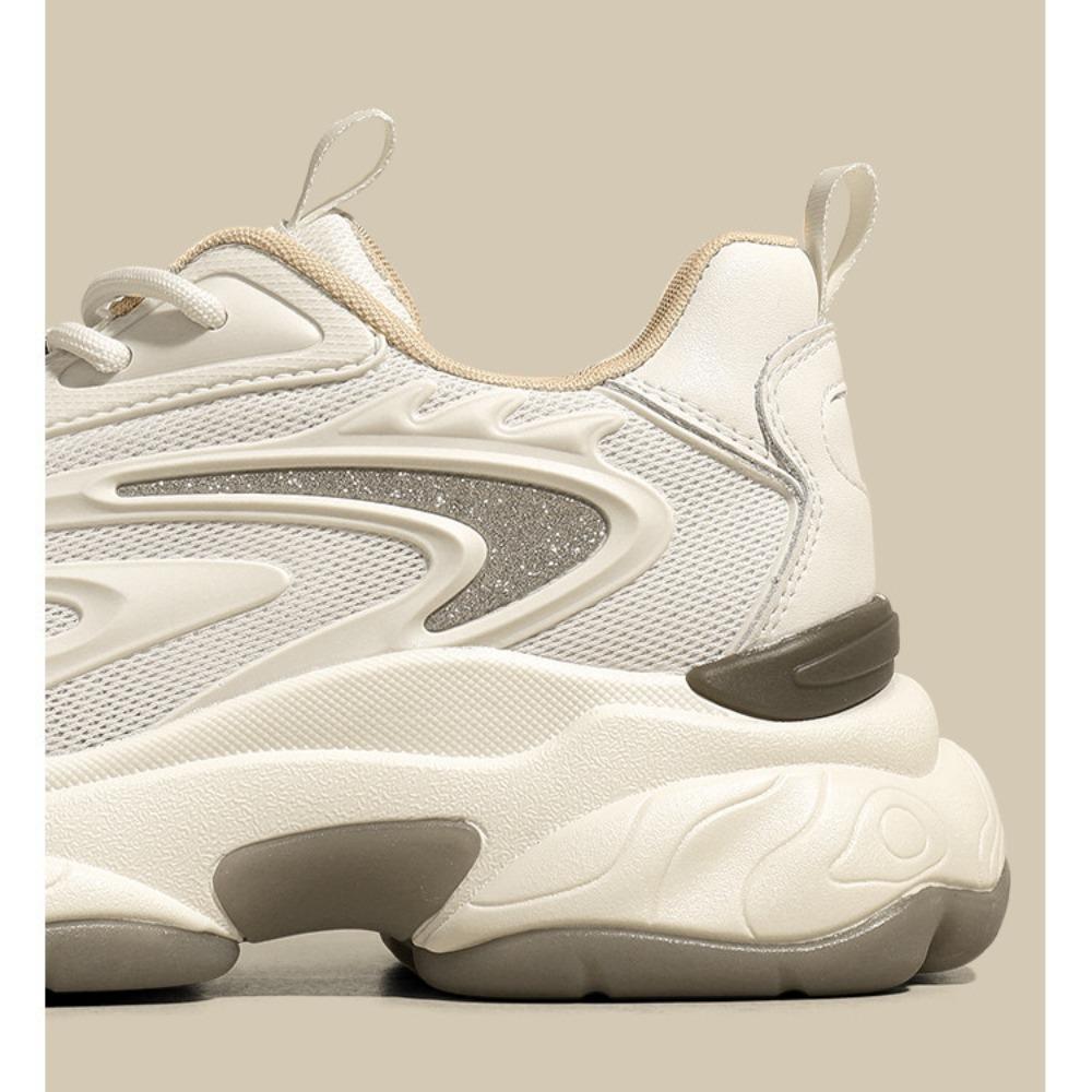 Dad's Shoes, Thick Soled Spring and Autumn Sports Shoes, Drip Molded Mesh Surface, Casual White Shoes for Women