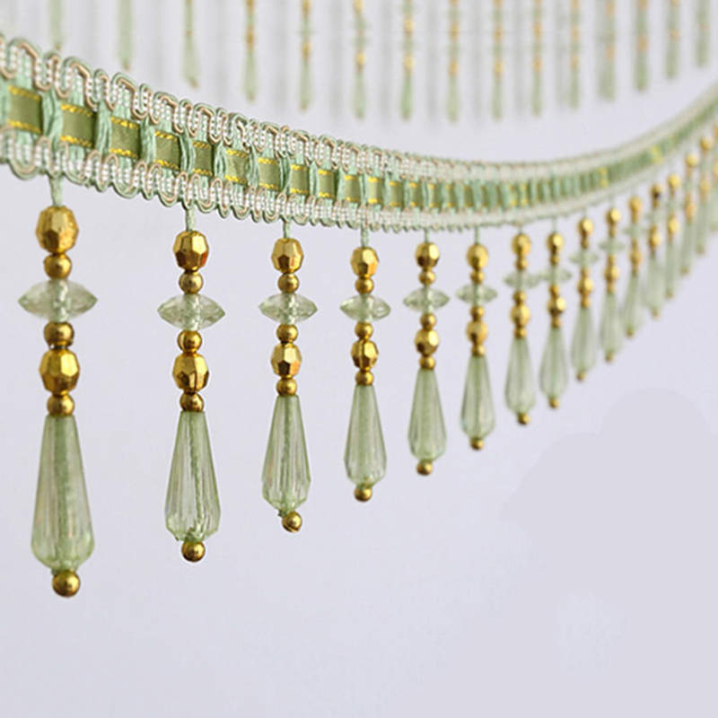 

12 ярдов/партия Хрустальная занавеска с кисточками, кружевная отделка, швейная отделка, бахрома из хрустальных бусин, обивка, аксессуары для штор, кружевной декор