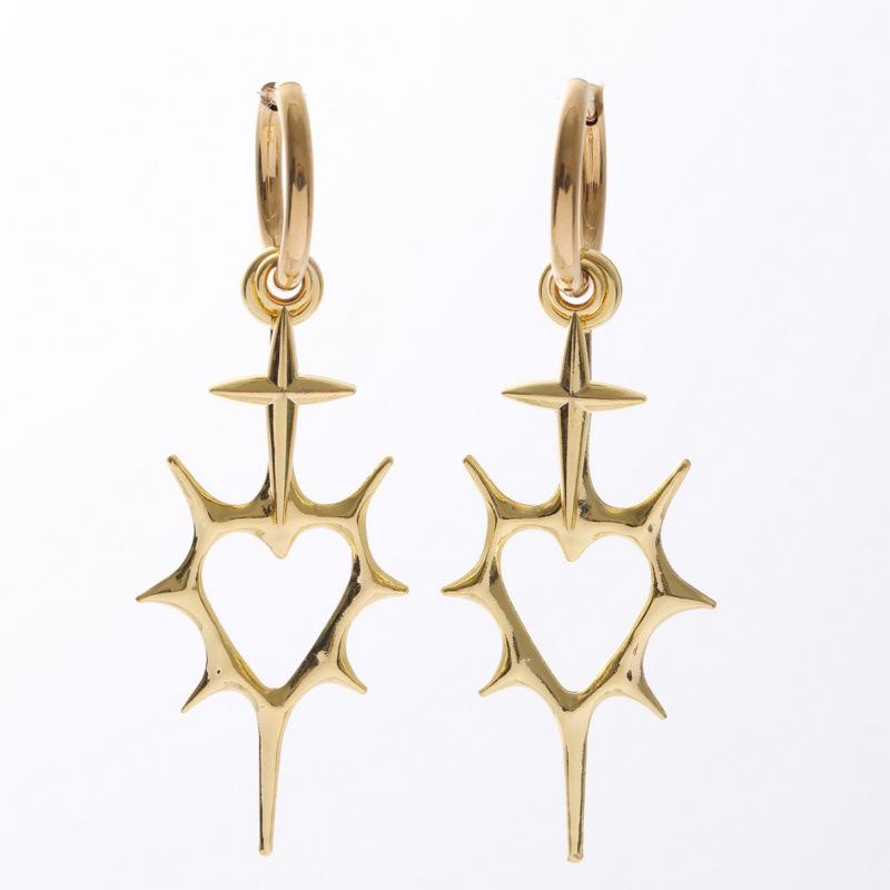 Trendy Punk Style Alloy Hollow Heart Cross Earrings
