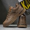 Fashion Men Casual Leather Shoes Autumn New Waterproof Work Shoes Casual Thick Soled Lace Up Anti Slip Ankle Boots Comfort Leather Botas