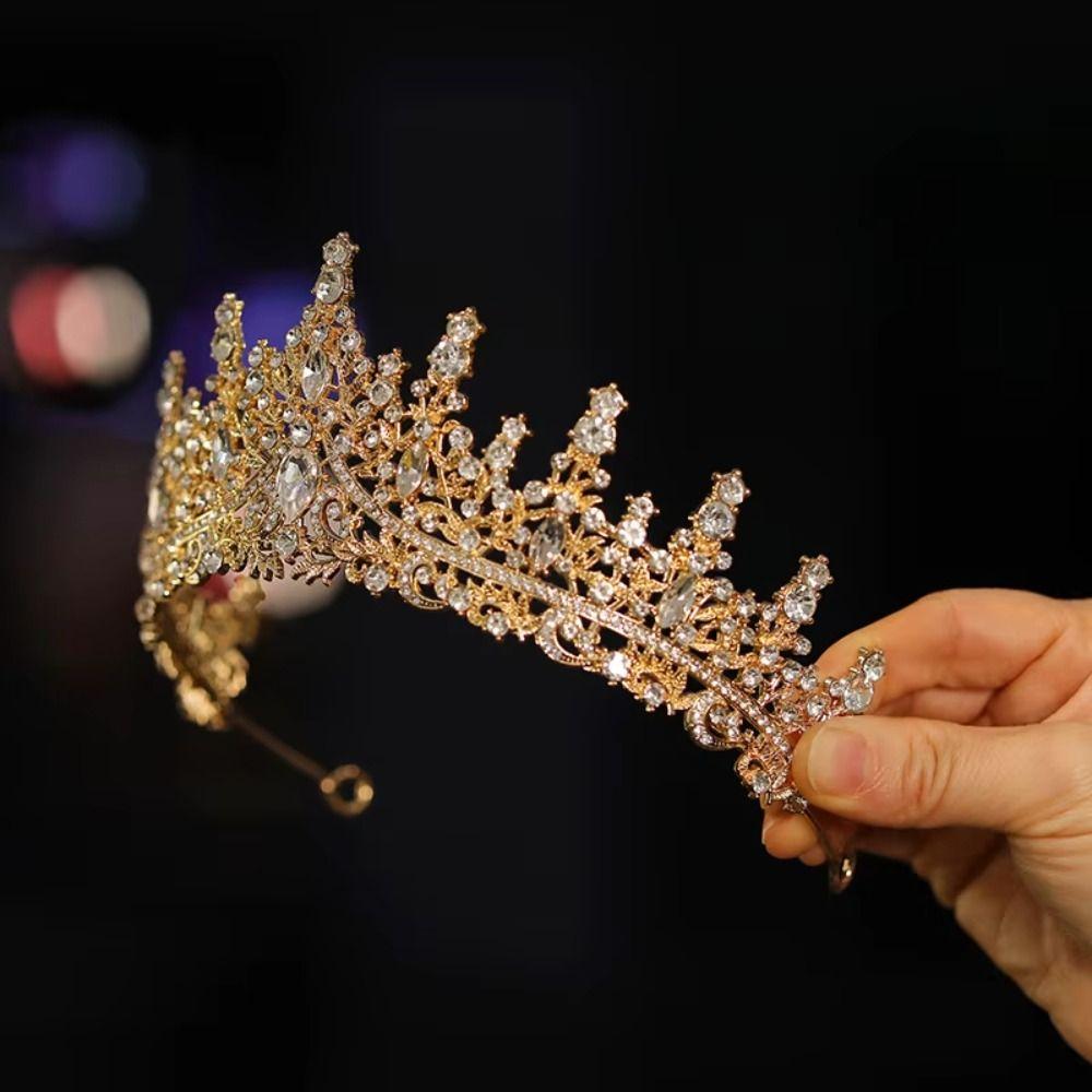Hair Jewelry Baroque Crystal Crowns Shiny Ornament Princess Crown Rhinestone Diadem  Wedding