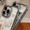 3D Pearl Butterfly Shockproof Plating Silicone Case for iPhone 16 16E 15 14 13 12 Mini 11 Pro XS Max XR X 8 7 Plus Cover
