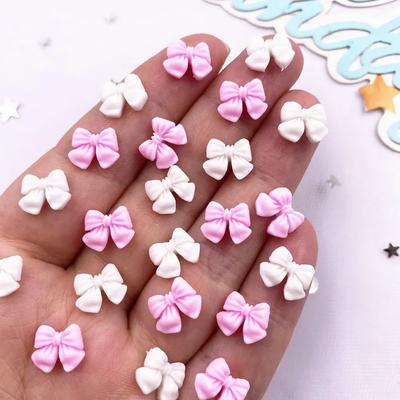 100 ks Pryskyřice Bílá Růžová Mašlička Nail Art Plochá Zadní Strana Kamínek Scrapbook DIY Vánoční Aplikace Dekor Šperky Doplňky Řemesla
