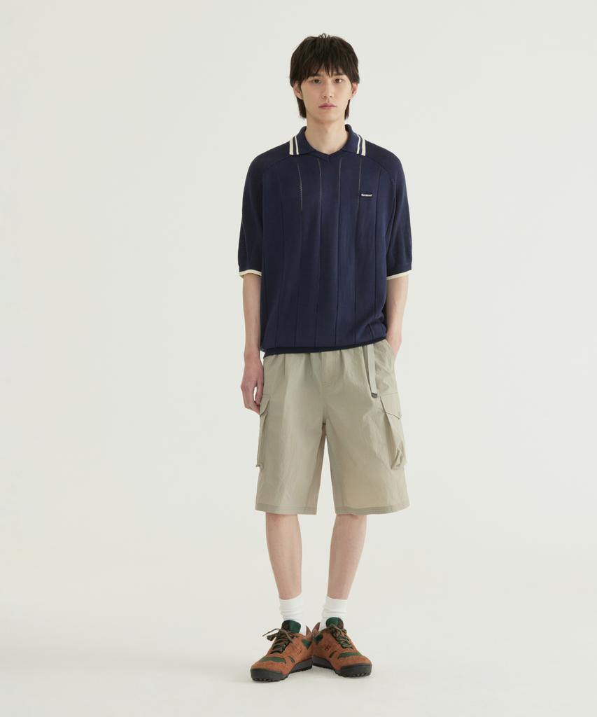 COVERNAT Bermuda Cargo Nylon Shorts Khaki Beige