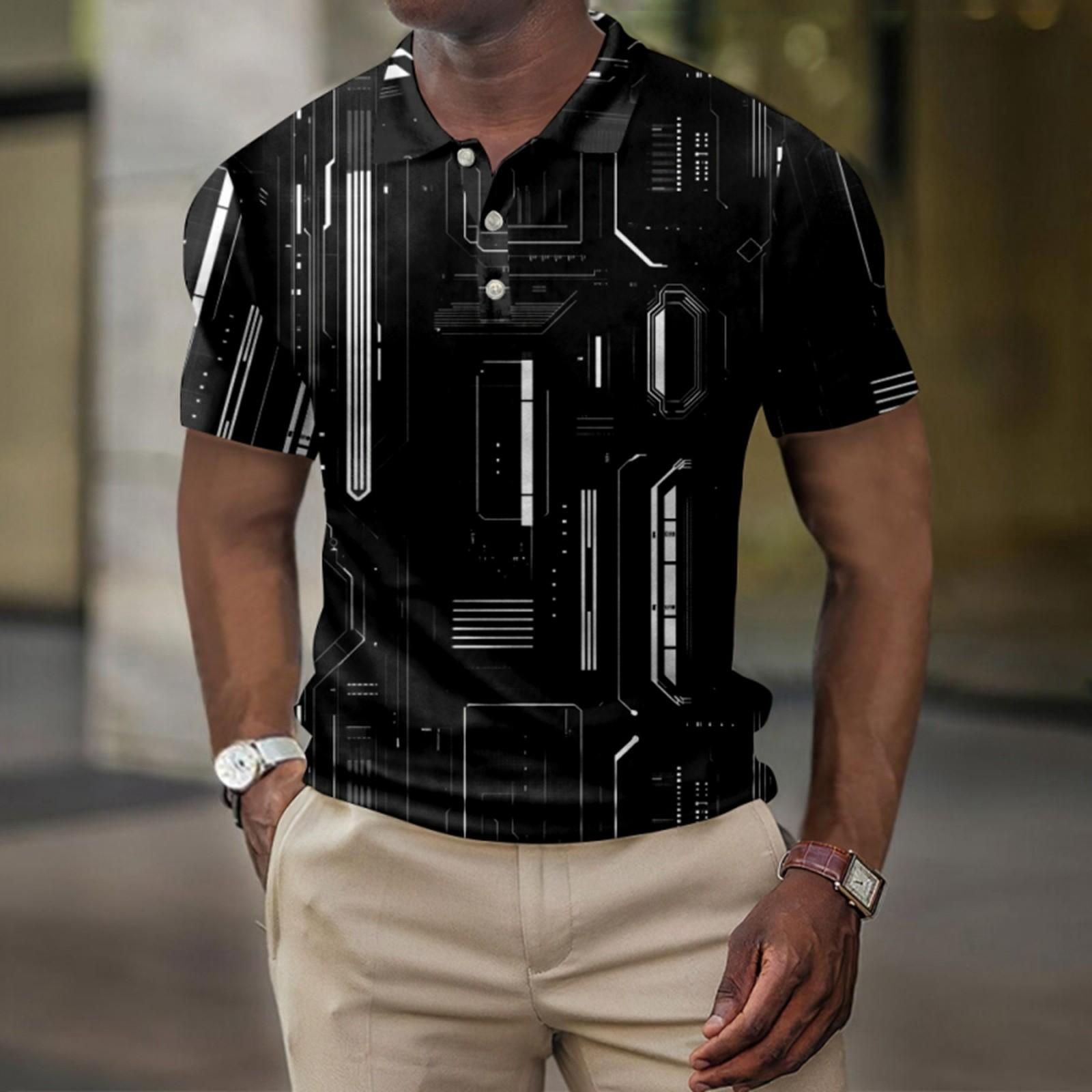 

Мужская летняя рубашка для гольфа с принтом Botton, короткий рукав, мужская повседневная модная рубашка XL чёрный