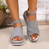 Large size one-word buckle with platform sandals, summer comfortable casual soft-soled fish mouth beach open-toed women's shoes