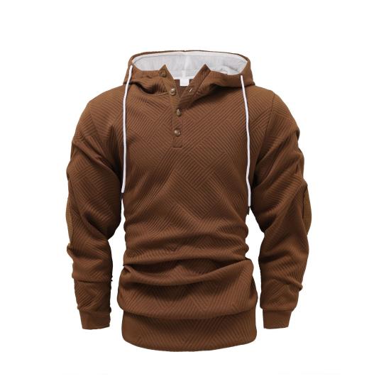 Men Jacquard Hoodie Long Sleeve Pullover Sweatshirt Loose Fit Hooded Casual Sweatshirt for Sportswear Street Gym