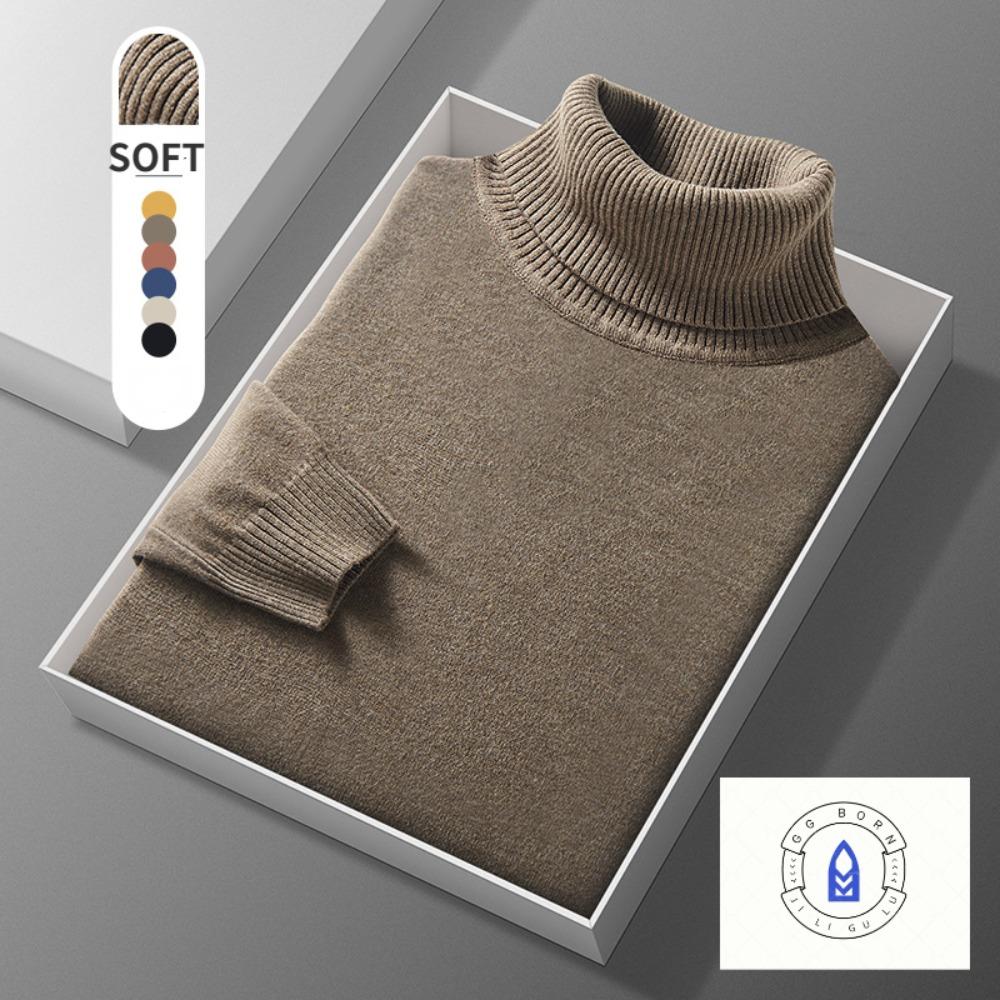 

Зимний мужской свитер с высоким воротником, утолщенный, ленивой вязки, в стиле ретро, ​​на ощупь, с пуловером и теплым базовым свитером.