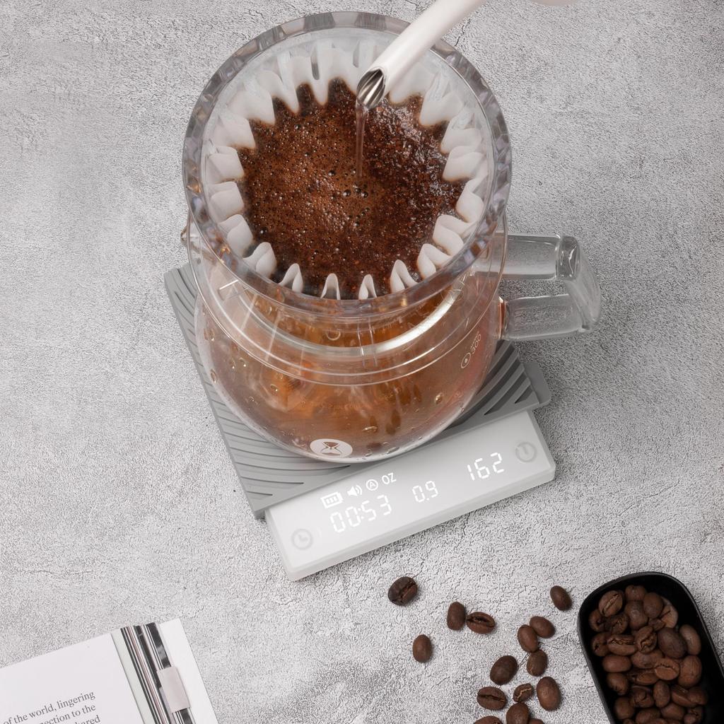 TIMEMORE Basic Mini Coffee Drip with Auto Suitable for Includes Japanese White Scale, 0.1g Accuracy, Scale, Compact, Rechargeable, Mode, Espresso,