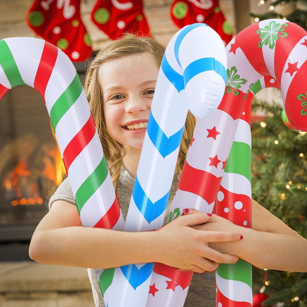 1/10x Grandi Bastoncini di Zucchero Gonfiabili Decorazioni per Feste di Natale da Interno/Esterno Decorazioni per Giardino Bastoncini di Zucchero Gonfiabili Pendenti per Albero di Natale