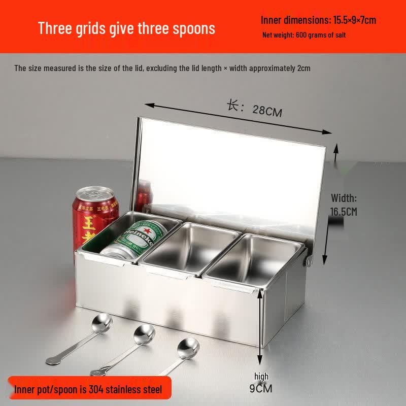 

304 Stainless Steel Multi-Compartment Seasoning Box