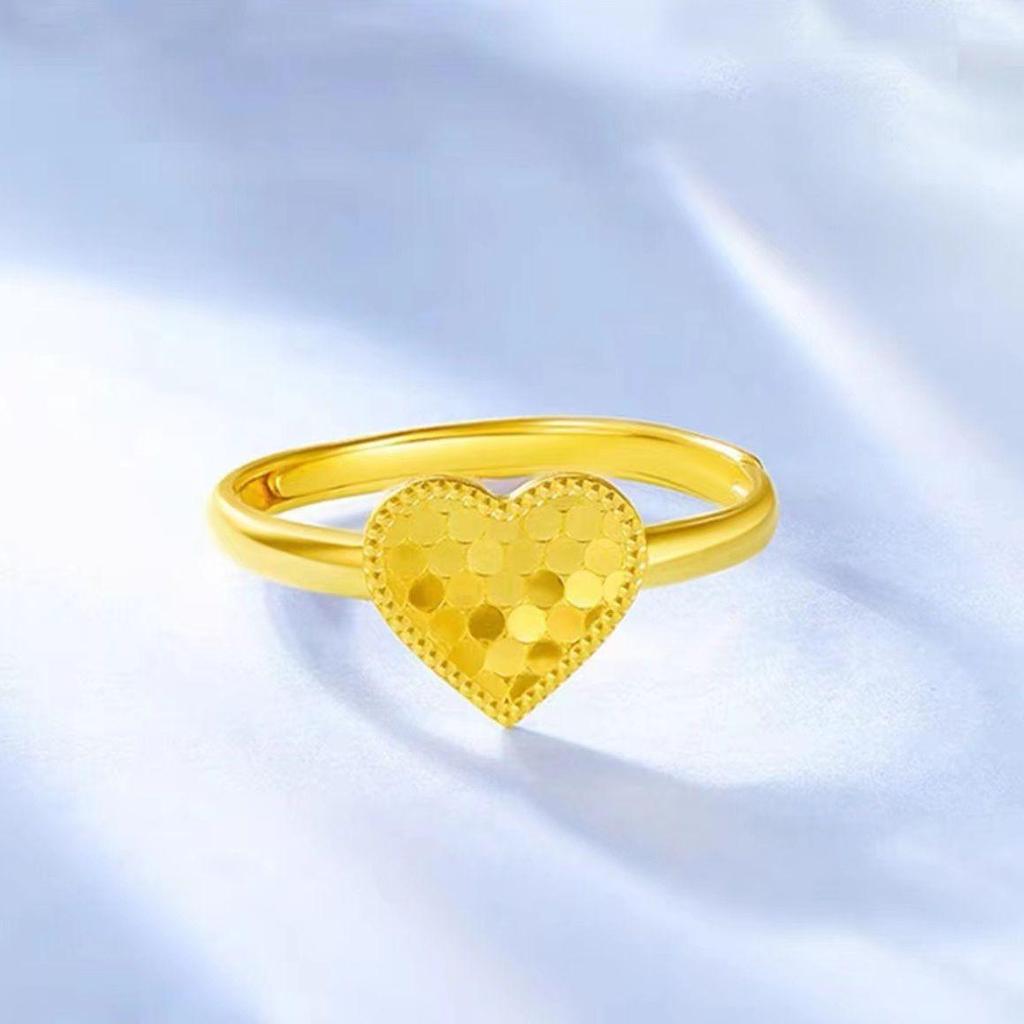 Gold Plated Dragon Scale Clover Ring: Women's Elegant Honeycomb Surface Open Finger Ring, Inspired by Xiaohongshu Style.