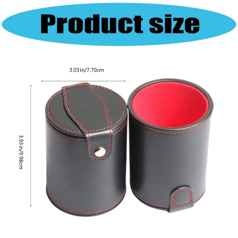 Bar Party Dices Game Accessories Dices Box PU Leather Dices Cup Container with 5 Dices for Game Playing Party Favor Toy