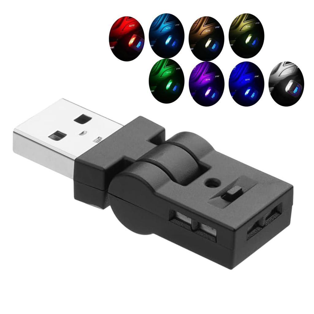 Juckier USB Car Auto 8 RGB Memory Adjustable Beam Compact and Easy USB Car 1 Piece Light, LED, Light, Colors, Function, 180° Swivel, Direction,