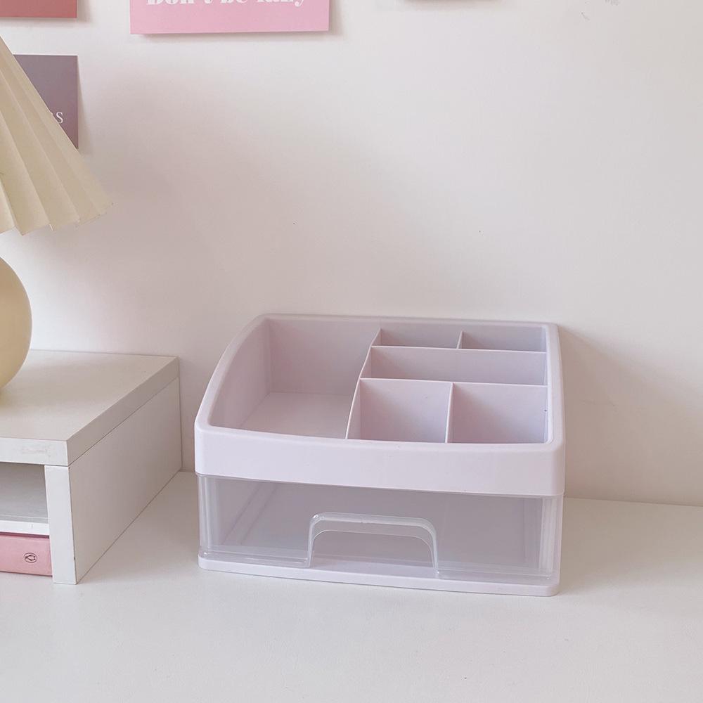 Girly Heart Plastic Desktop Drawer: Dustproof Storage for Stationery & Cosmetics