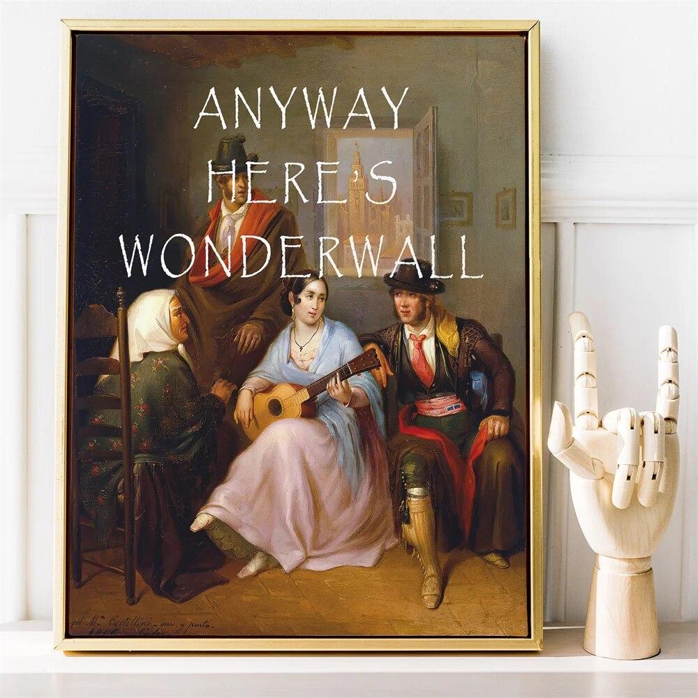 

Современный измененный художественный портрет, забавный постер Wonderwall, антикварная картина маслом, винтажный портрет, холст, картина, домашний декор для комнаты 21cm×30cm NoFrame