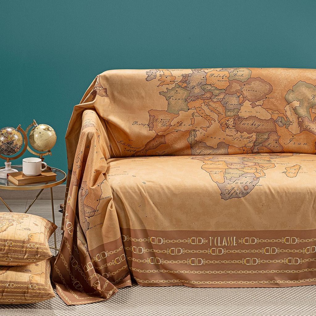 Furniture Fabric Sofa Cover Grandecor Double Geo Classic In Cotton Satin 270X270