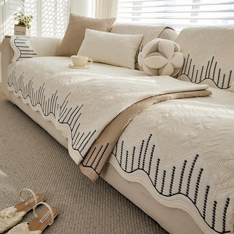 New Pure Cotton Sofa Cushion Cotton Fabric Non-Slip Seat Cushion All-Inclusive Sofa Cover Cover Cloth Towel For All Seasons