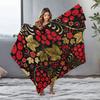 Red Black Geometric Floral Pattern Throw Blanket Soft Warm Cozy Plush Sofa Bed Decoration Gift