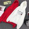 Student Fleece Flower Print Hoodie for Autumn Winter Women Couple Long Sleeve Casual Outfit Pullover