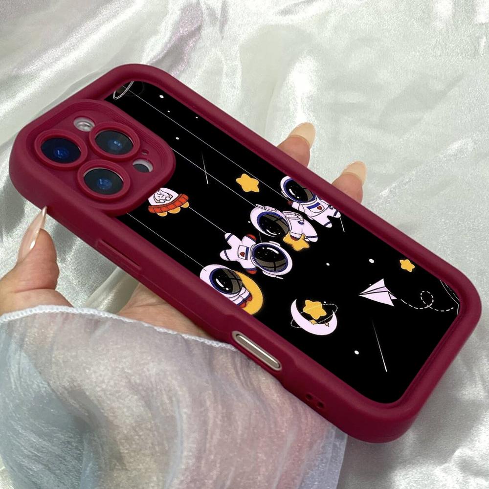 JT236 Exploring the Universe with a Cute Cartoon Astronaut for iPhone 17 16 Pro Max Samsung S26 Ultra A17 A16 A07 A56 Xiaomi 15T Redmi 15c Soft Case