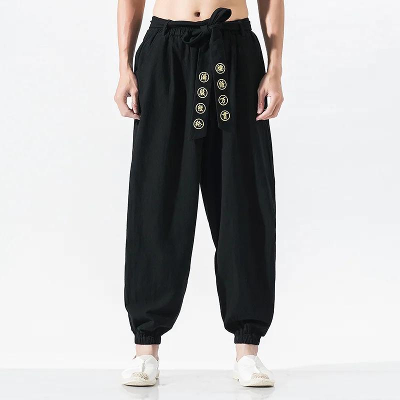 Pantaloni Larghi Harajuku Taglie Forti Giappone Uomo Abbigliamento Asiatico Tradizionale Stile Yukata Ricamato Costume Harem Pantaloni Kimono Casual Giapponese
