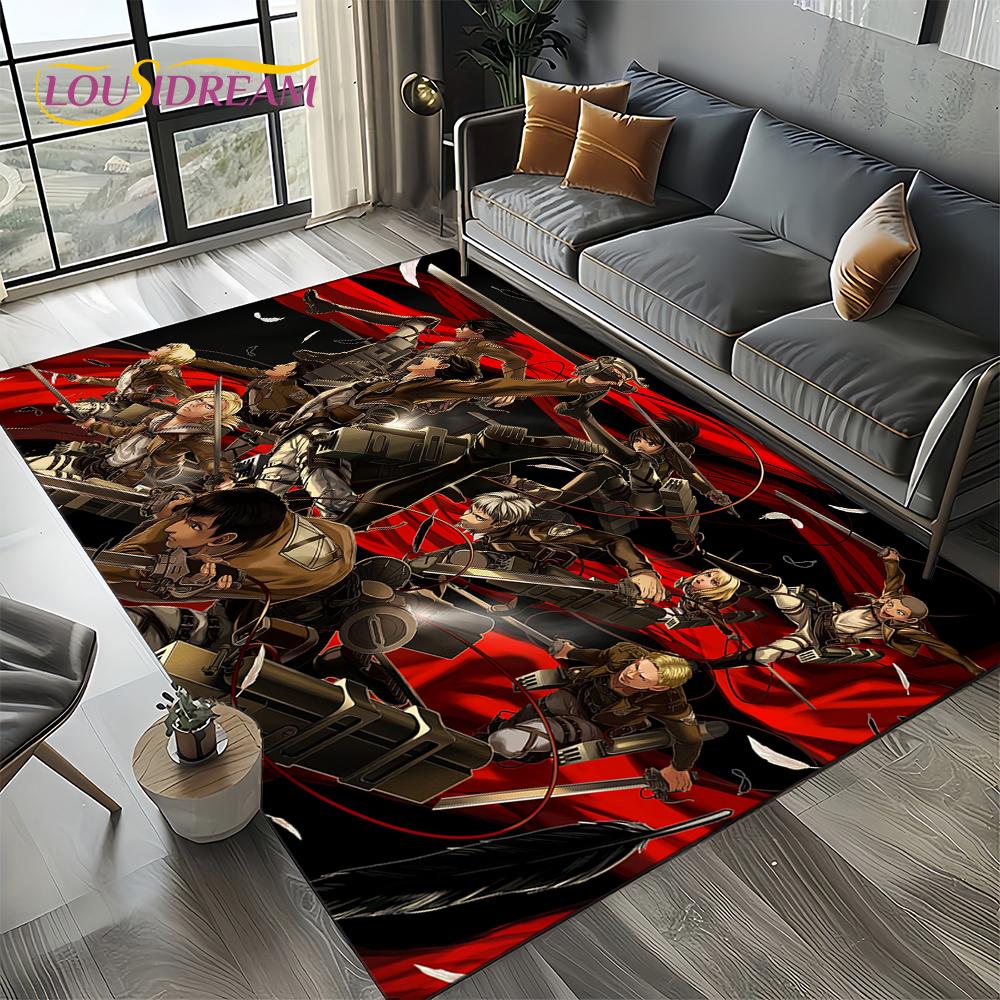 Attack on Titan Eren Anime Cartoon Carpet Rug for Bedroom Living Room Home Sofa Decoration,kids Play Decor Floor Mat Gift