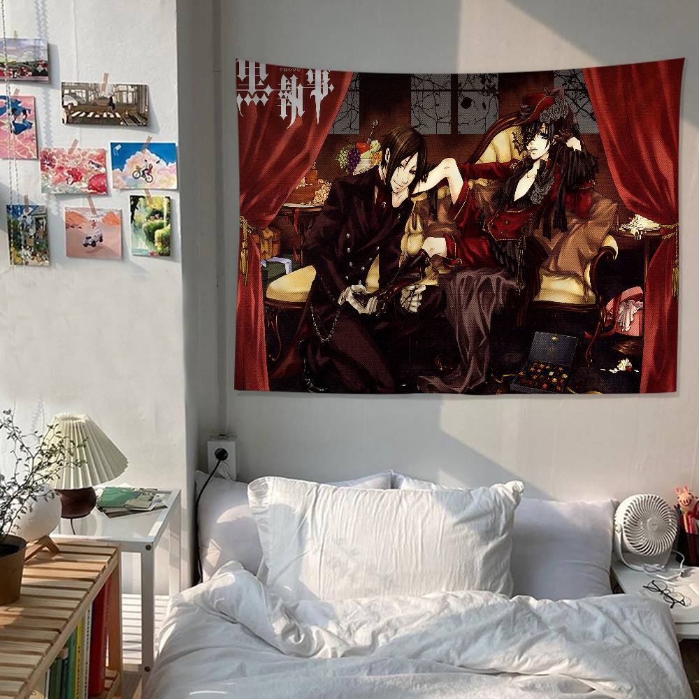BBlack Anime BButler DIY Wall Tapestry For Living Room Home Dorm Decor Wall Art Decor