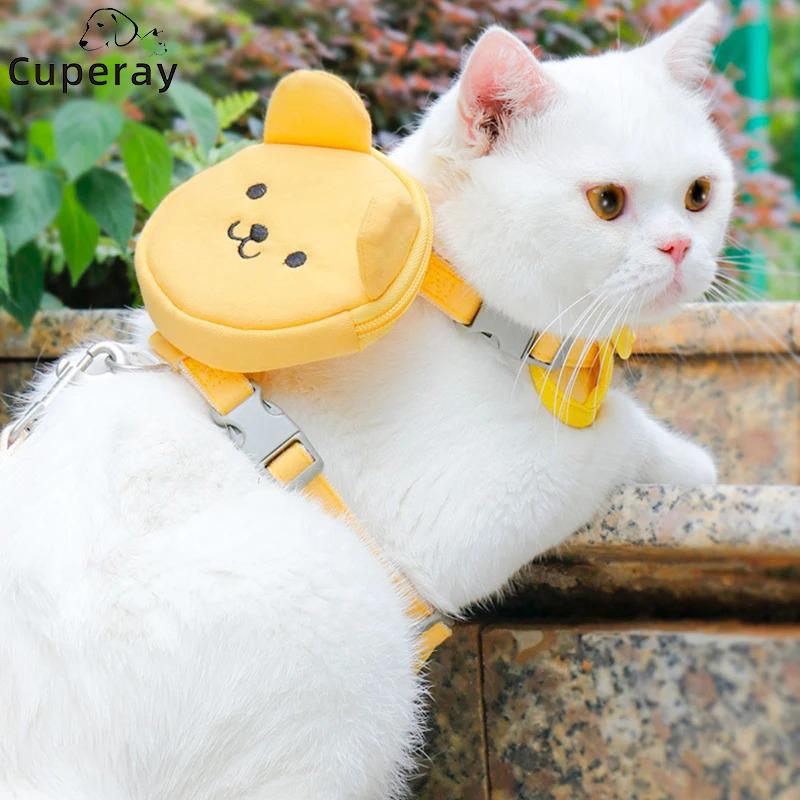 Classic Cute Small Dog Harness and Leash Set Step-in Adjustable Puppy Cat Dog Vest Harnesses Backpack Pet Harness for Small Medium Dogs