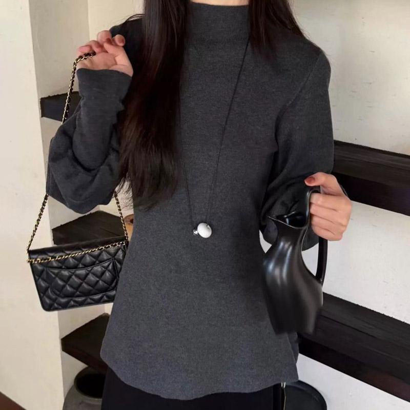 Pullovers Tops Women Long Sleeves Autumn Winter Padded Blouse Oversized Half Turtleneck Loose Long Sleeve Shirt Slim Pullover Tops