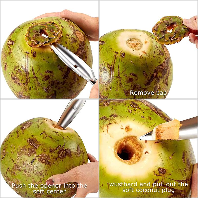Coconut Opener Stainless Steel Coconut Opener Scraper Knife Coconut Punch Opener Tools JT101