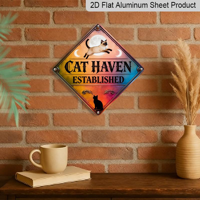 2D Flat, 1pc - Design Featuring A Cat Paradise Theme, This Metal Wall Decor Gift for A Friend Is A Vintage Sign Suitable for Decorating Living Rooms