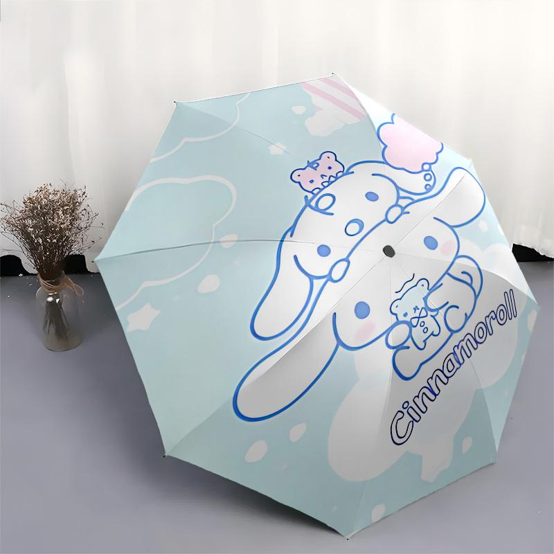 1pc Cinnamoroll Automatic Folding Umbrella - Portable 3-Fold Design with 8-Bone Iron Frame, Perfect for Outdoor Use, Festive Gifts, Travel, Daily Use,
