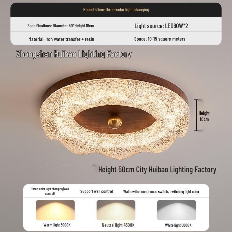 Used Walnut Full Spectrum Ceiling Light for Master Bedroom - Modern Minimalist American Retro Design