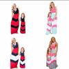 Oszałamiająca Sukienka Maxi w Pasy Niebiesko-Czerwone Color-blocking dla Kobiet i Dzieci