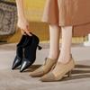 High Heels, Thin Heels, Zipper British Shoes Before Autumn and Winter, Splicing Pointed Deep Mouth Single Shoes