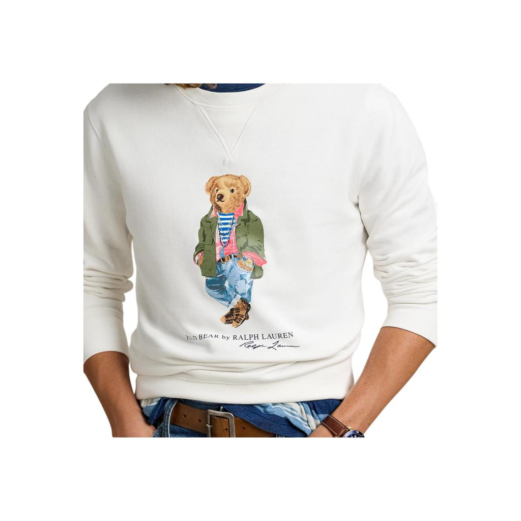 Polo Ralph Lauren Letter Bear Print Long Sleeve T-Shirt Men Tops White 710953718-004