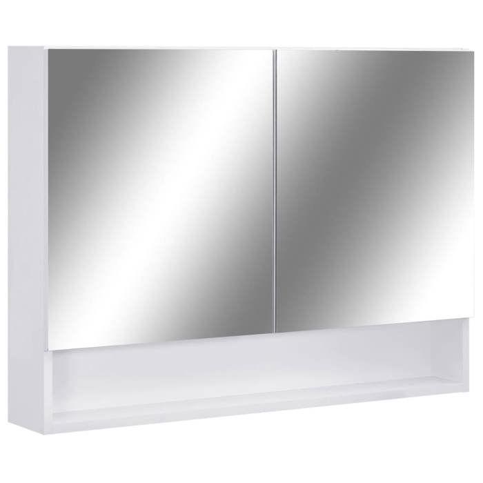VidaXL Armoire à Miroir de Salle de Bain LED Armoire Murale Meuble de Rangement à Miroir de Toilette Maison Intérieur Blanc 323604