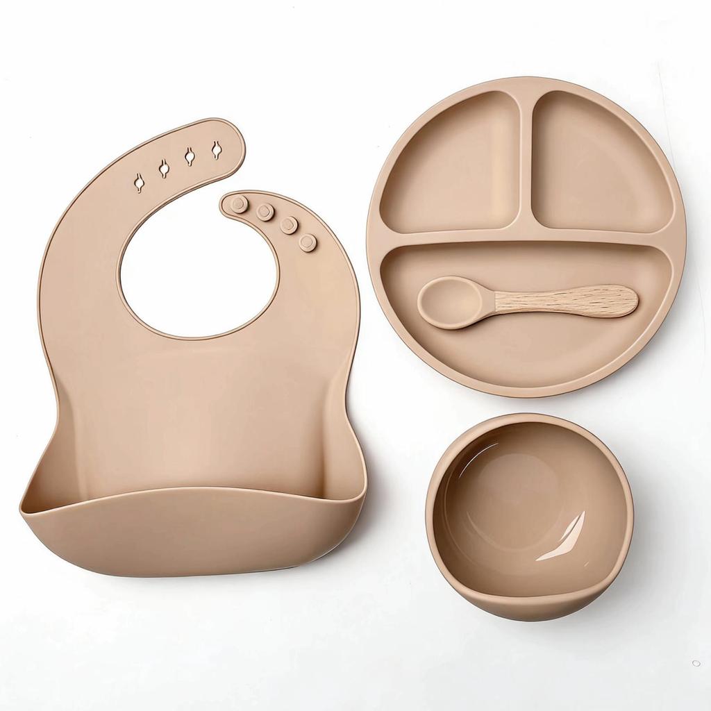 Stainless Steel Kids' Dinner Set with Anti-Slip Silicone Suction & Utensils